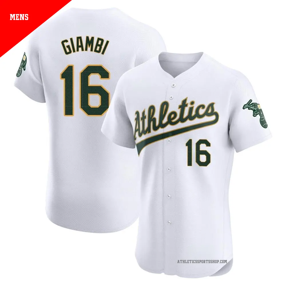 Men s 16 Jason Giambi Oakland Athletics White Elite Home Jersey