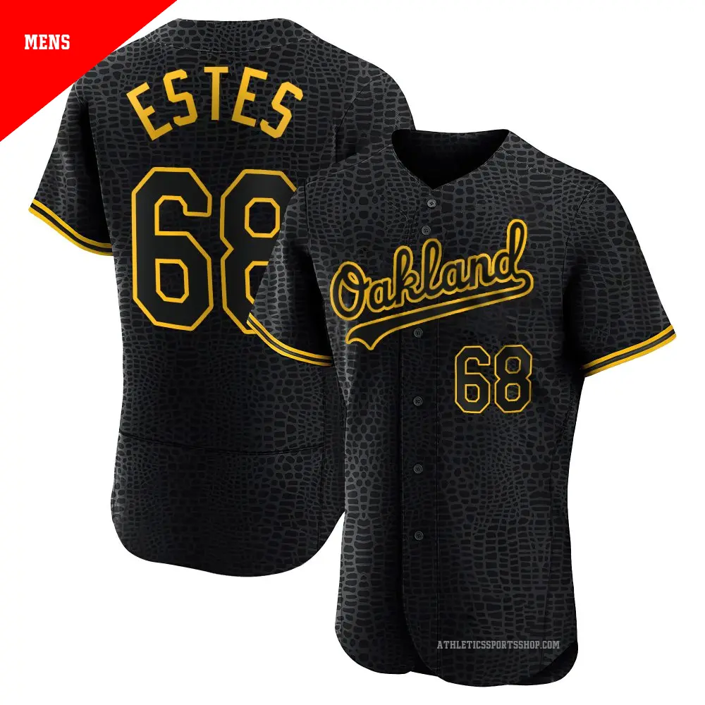 Men's ＃68 Joey Estes Oakland Athletics Black Authentic Snake Skin City Jersey
