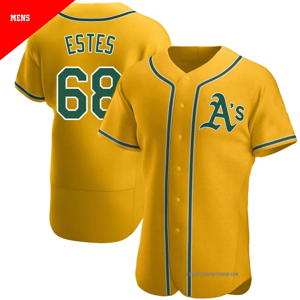 Men's ＃68 Joey Estes Oakland Athletics Gold Authentic Alternate Jersey