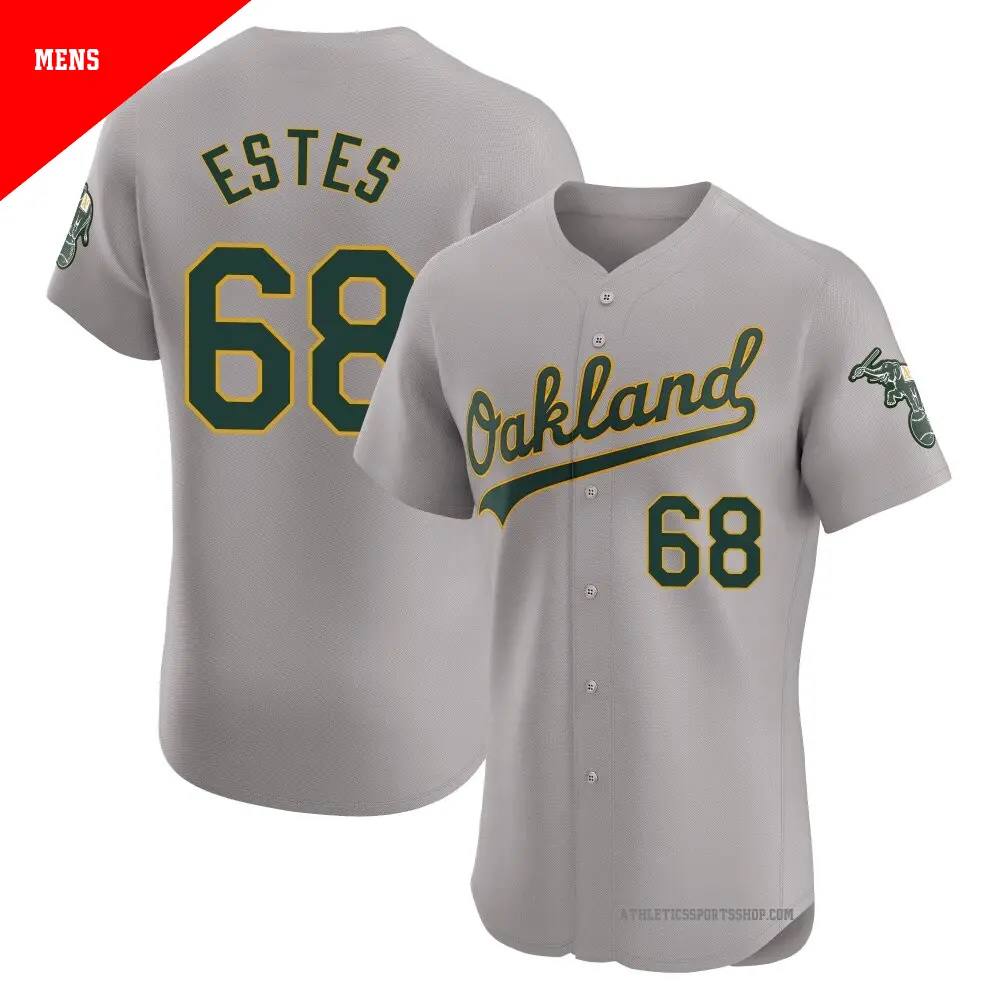 Men's ＃68 Joey Estes Oakland Athletics Gray Elite Road Jersey