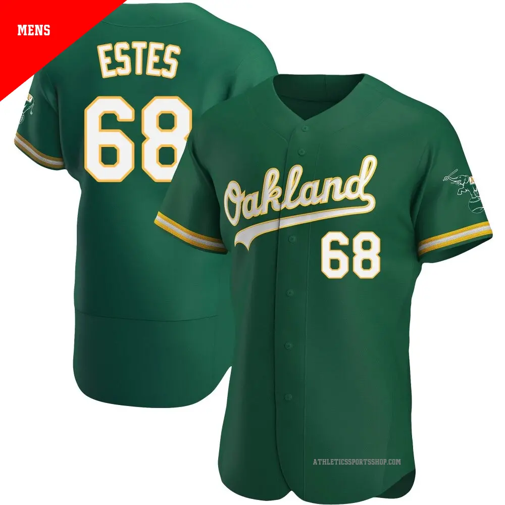 Men's ＃68 Joey Estes Oakland Athletics Green Authentic Kelly Alternate Jersey