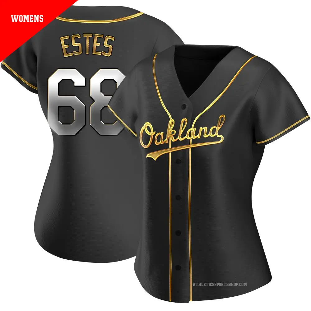Women's ＃68 Joey Estes Oakland Athletics Gold Replica Black en Alternate Jersey