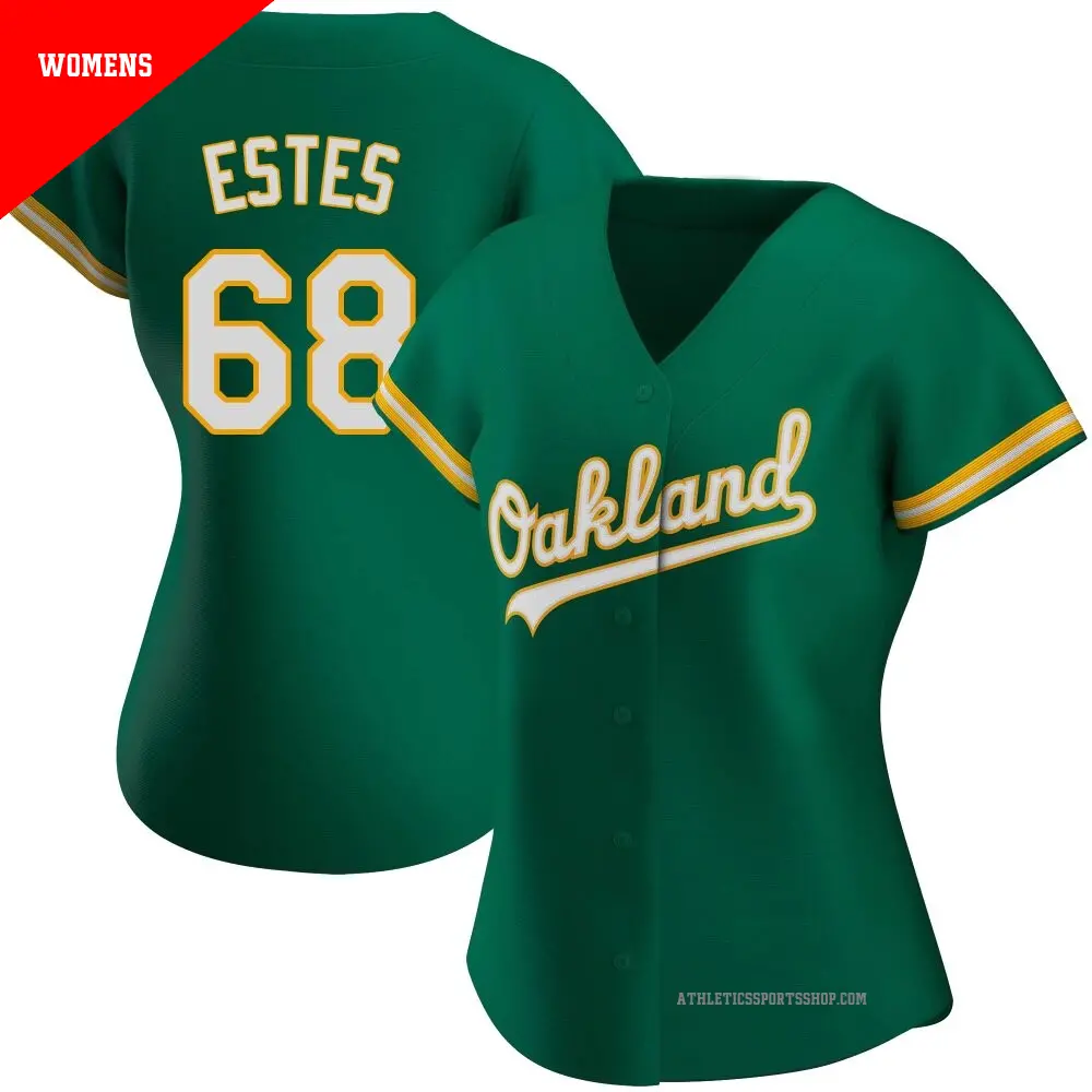 Women's ＃68 Joey Estes Oakland Athletics Green Replica Kelly Alternate Jersey