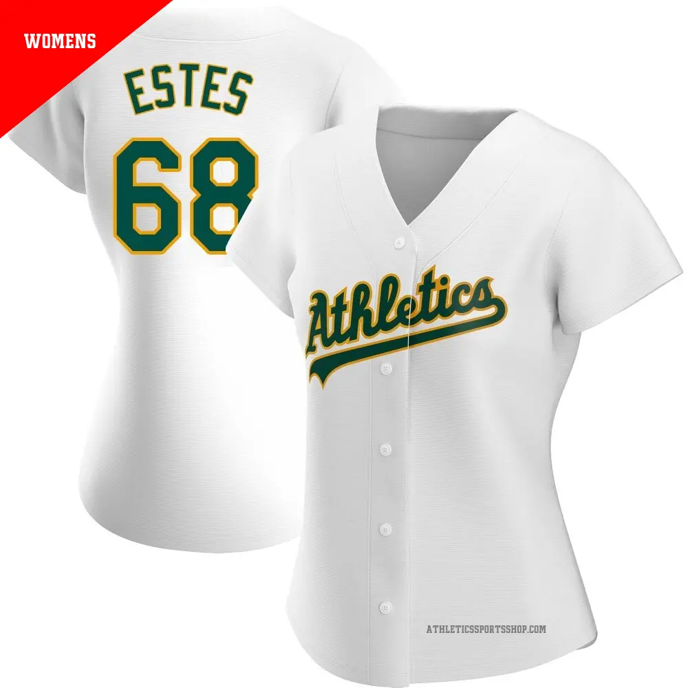 Women's ＃68 Joey Estes Oakland Athletics White Authentic Home Jersey