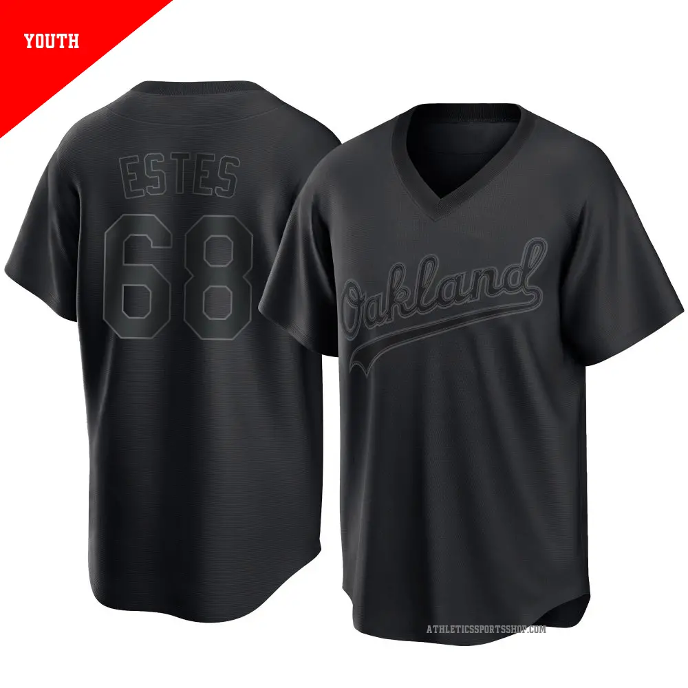 Youth ＃68 Joey Estes Oakland Athletics Black Replica Pitch Fashion Jersey