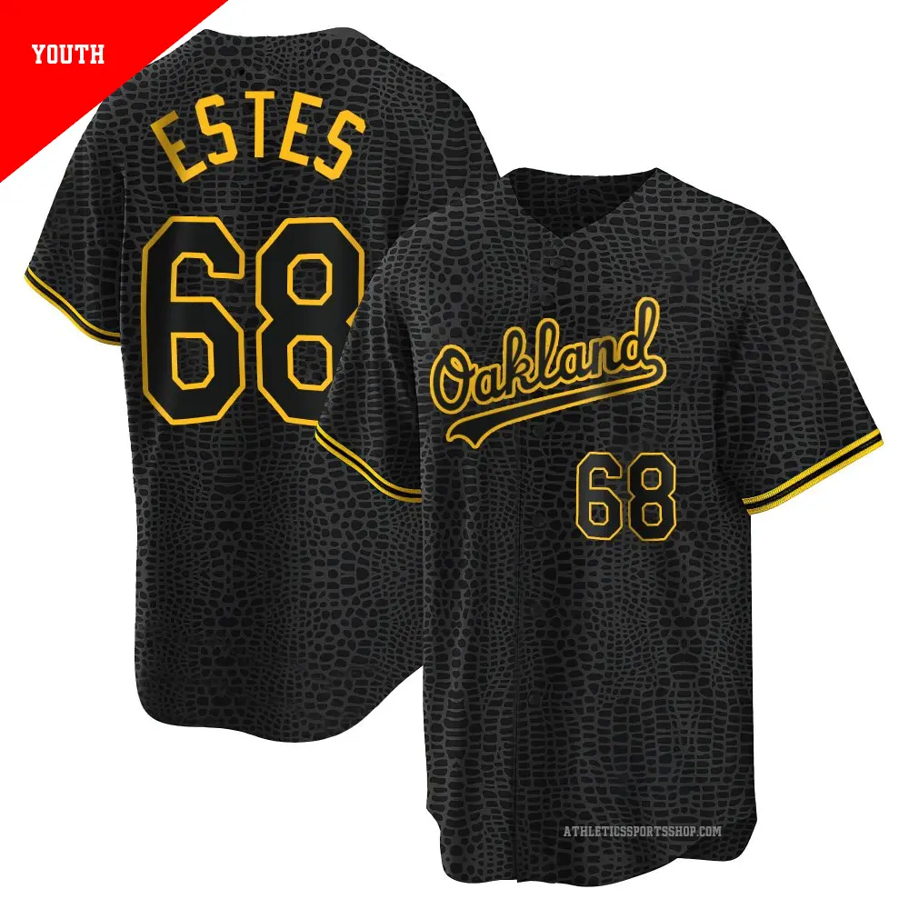 Youth ＃68 Joey Estes Oakland Athletics Black Replica Snake Skin City Jersey