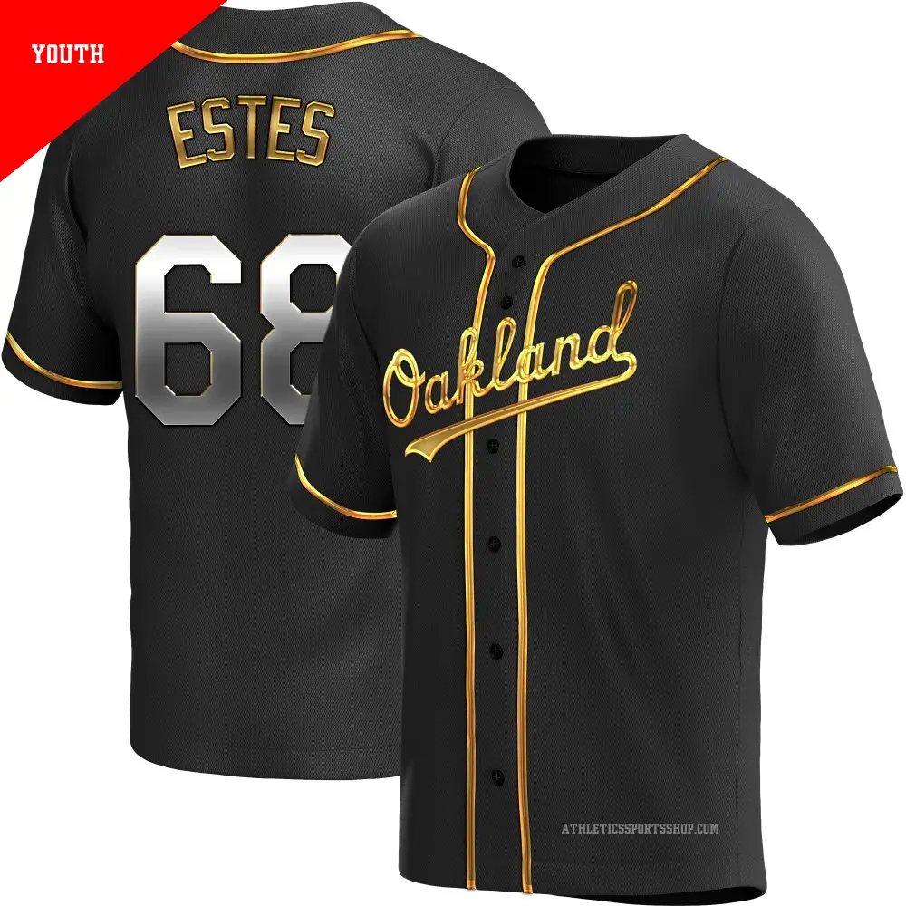 Youth ＃68 Joey Estes Oakland Athletics Gold Replica Black en Alternate Jersey