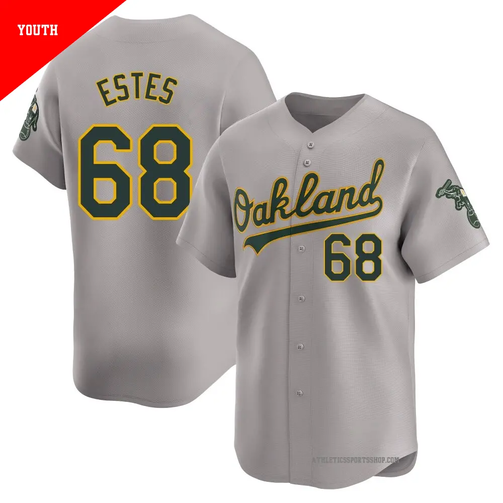 Youth ＃68 Joey Estes Oakland Athletics Gray Limited Away Jersey