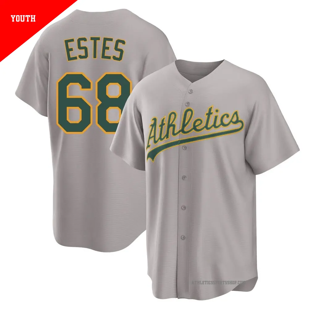 Youth ＃68 Joey Estes Oakland Athletics Gray Replica Away 2.0 Jersey