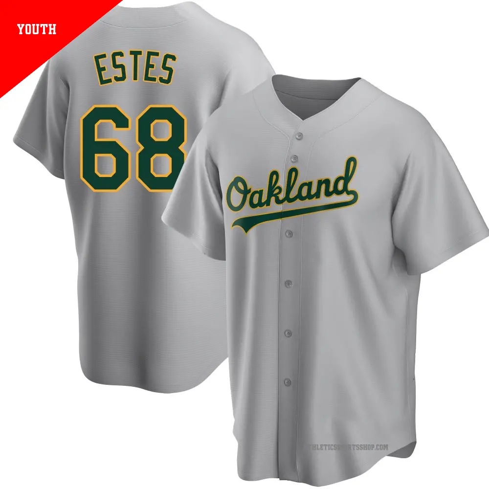 Youth ＃68 Joey Estes Oakland Athletics Gray Replica Road Jersey