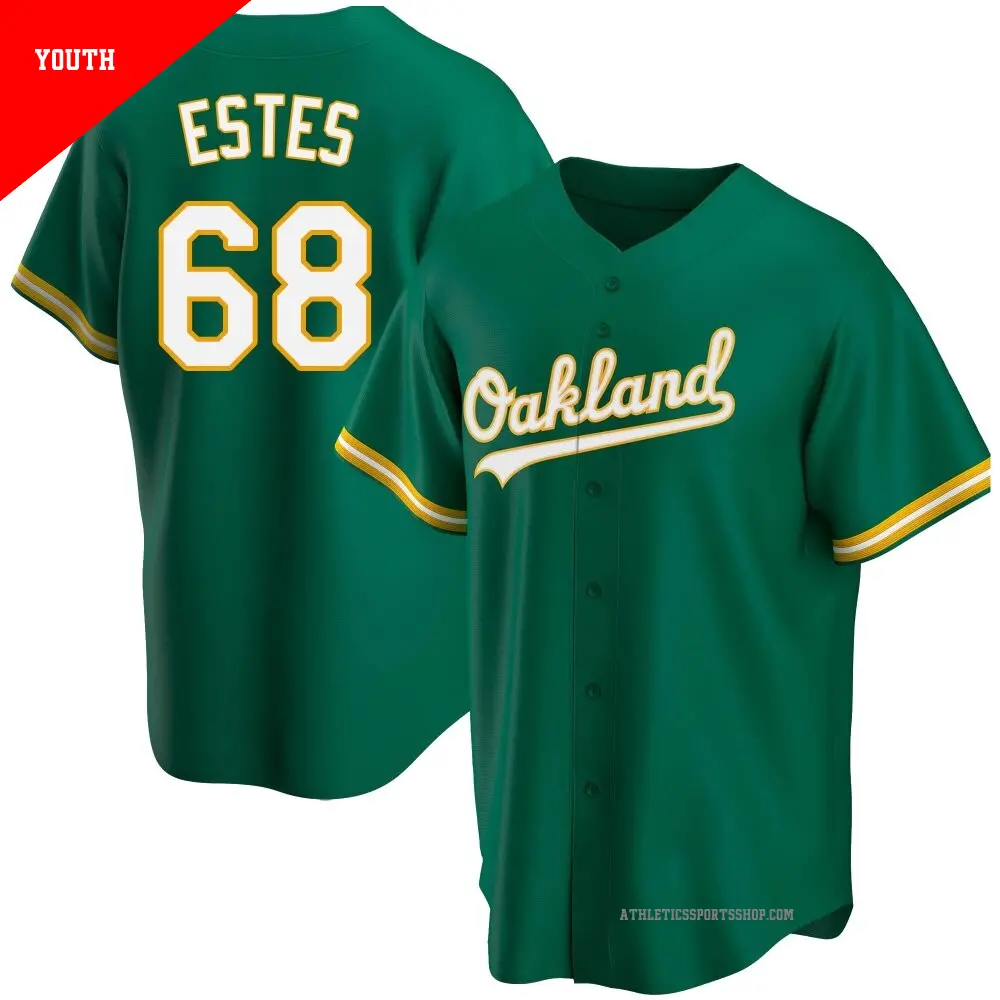 Youth ＃68 Joey Estes Oakland Athletics Green Replica Kelly Alternate Jersey