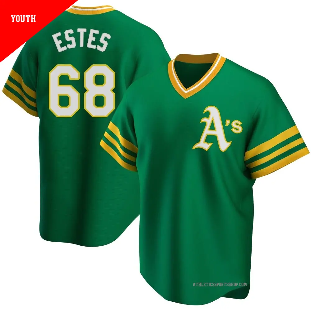 Youth ＃68 Joey Estes Oakland Athletics Green Replica R Kelly Road Cooperstown Collection Jersey