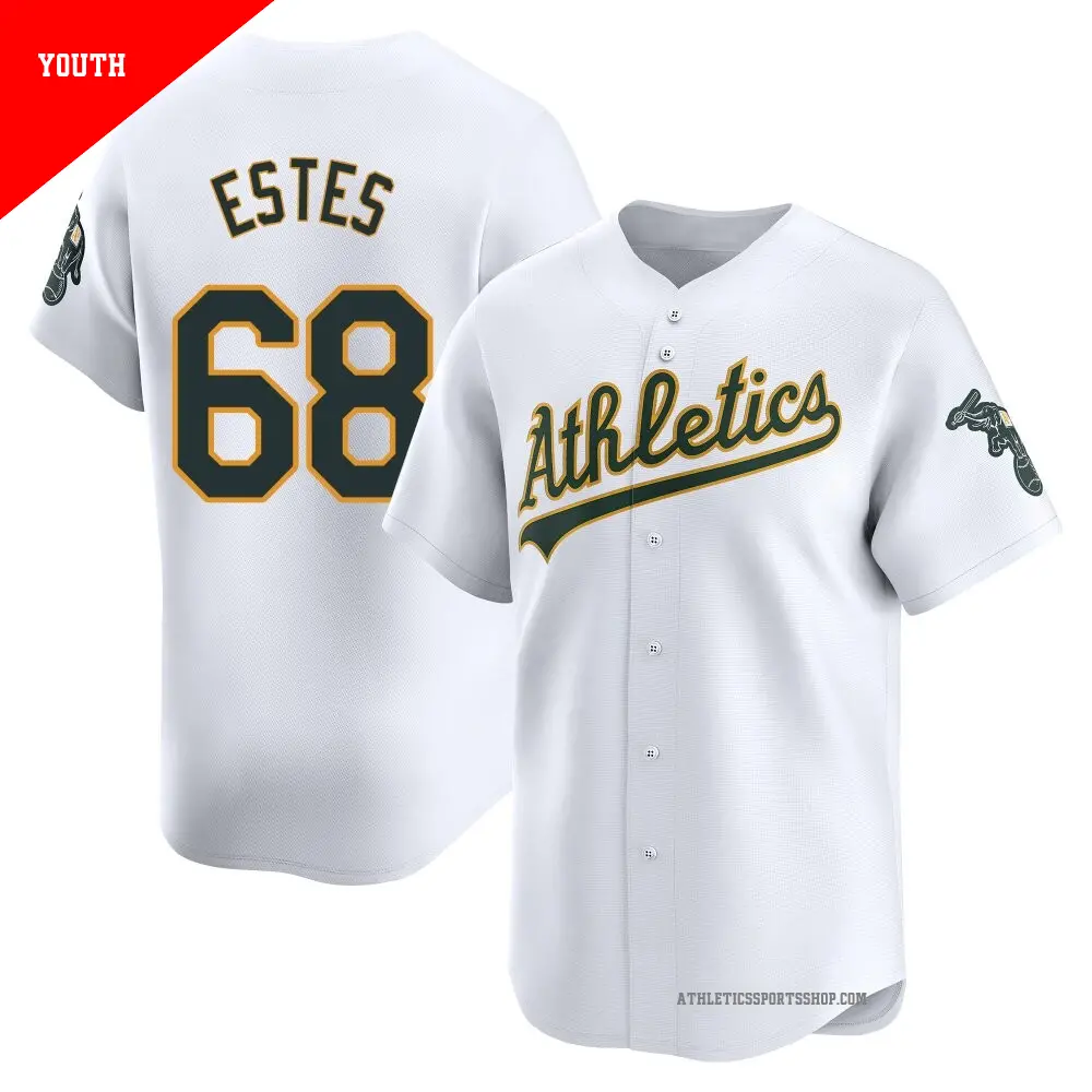 Youth ＃68 Joey Estes Oakland Athletics White Limited Home Jersey