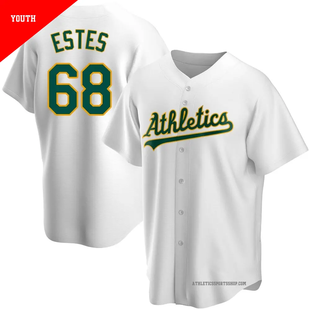 Youth ＃68 Joey Estes Oakland Athletics White Replica Home Jersey